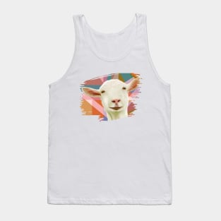 White Goat Face Colorful Geometric Tank Top